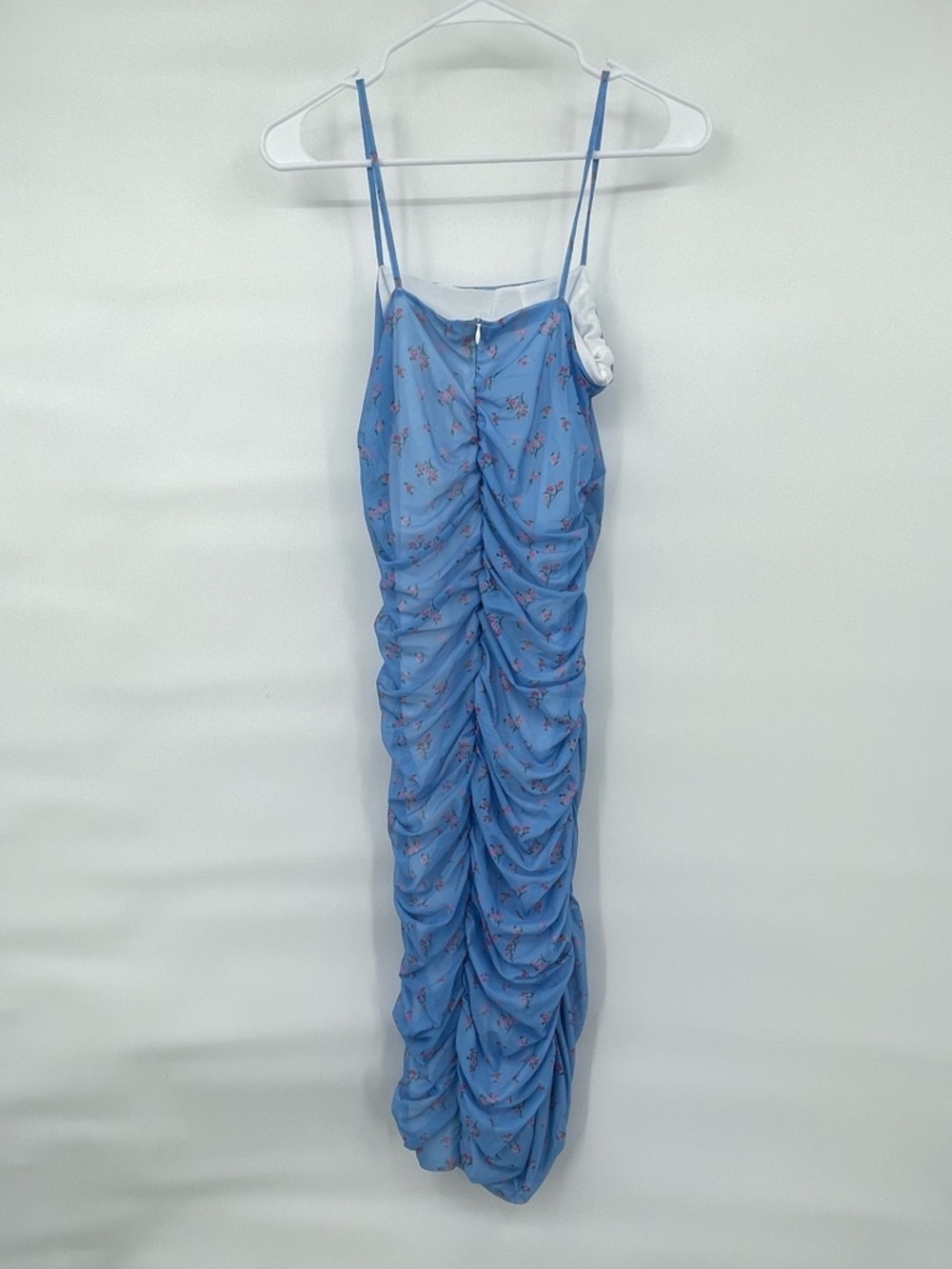 Rosedress Nwt Blue Floral Ruched Fitted Spaghetti Strap Spring Summer Dress — image 2 of 8
